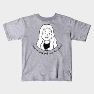 Come on and Embrace the Chaos Girl B&W (MD23QU012) Kids T-Shirt